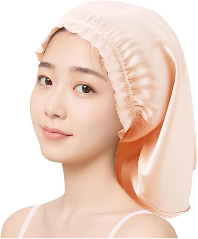 Parachase Silk Cylindrical Reduces Moisturizes and Beautiful Cherry Blossom Nightcap, Design, 100% Silk, Friction, Hair, Women's, 38cm,
