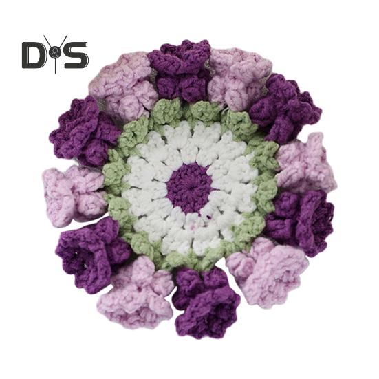 Květinový tkaný podtácek, protiskluzové držáky na kelímky, prostírání, dekorativní háčkovaná konvalinka, podložka na nápoje, opakovaně použitelný prostírání na stůl, kuchyňské doplňky.