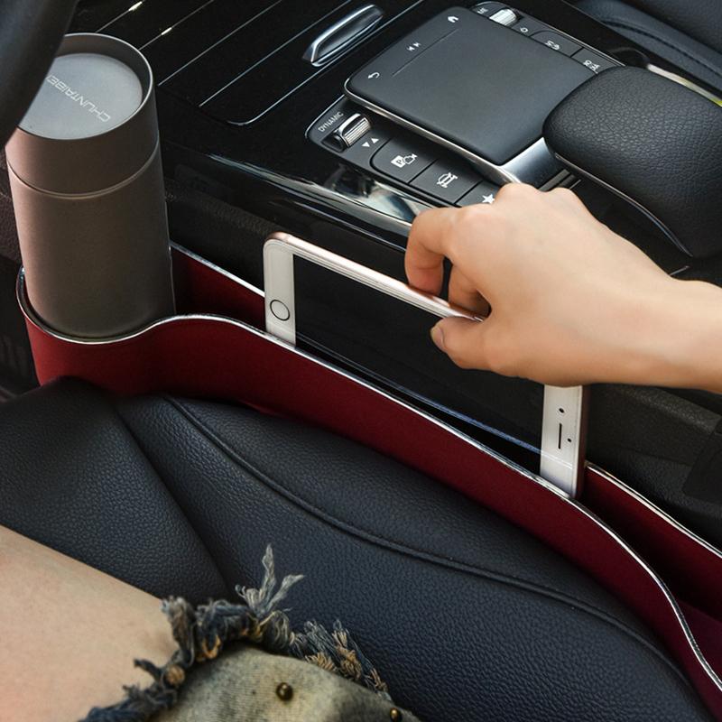 Remplisseur d'espace pour siège auto S avec organisateur - Remplisseur d'espace latéral de siège de voiture amélioré avec porte-gobelet et support de téléphone - Organisateur d'espace pour siège auto