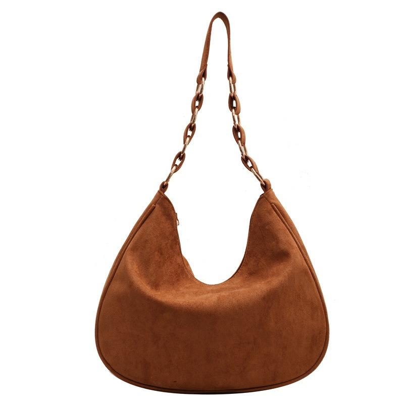 Vintage suede shoulder bag OEM generation women's leather bag large capacity suede underarm bag niche bag