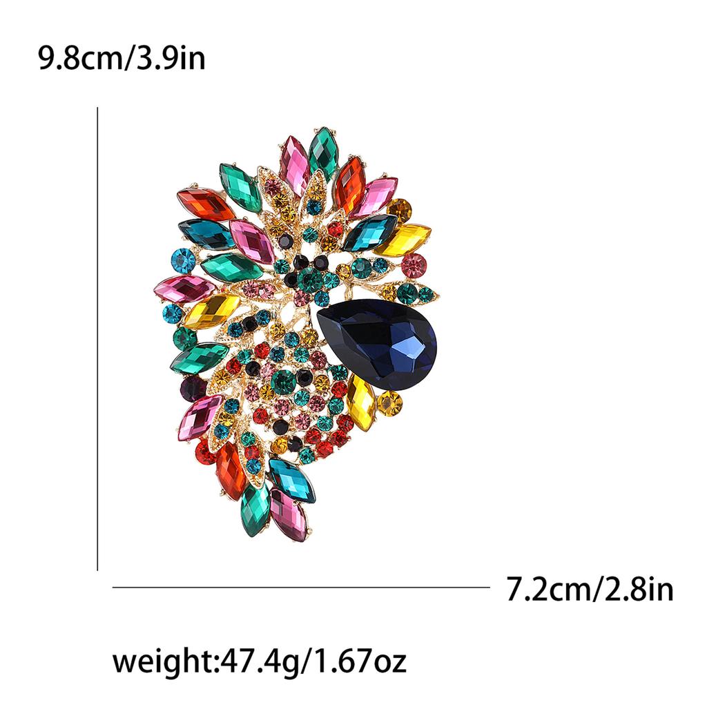 African Exquisite Alloy Full Diamond Large Glass Brooch High-End Fashion Women'S Clothing Corsage Jewelry Pin