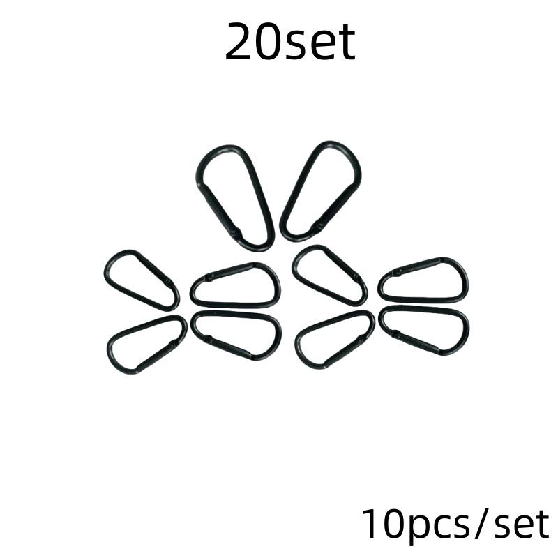 10pcs Black Aluminum Carabiner D-Ring Key Chain Clip Camping Keyring Snap Hook Outdoor Travel Kit Camping Equipment