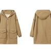 Fashion Women's Trench Coat Spring Autumn Lined Coat Tops Korean Loose Hooded Casual Female Windbreaker Outerwear 4XL