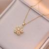 Light Luxury Spin Zircon Flower Pendant Necklace For Women Gold Color Quality High Sense Chain Necklaces Party Jewelry Gifts