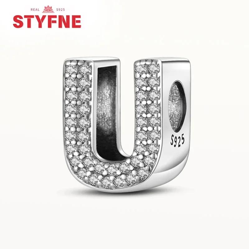 Kupfer 26 Buchstaben Glänzend Zirkon Alphabet Anhänger Perle Passend Original Armband DIY Feiner Schmuck Geschenk Für Frauen Machen