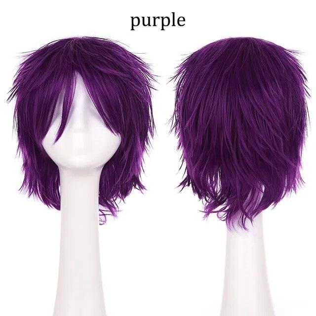 S-noilite Synthetic Short Wig Blue Brown Black Women Men Cosplay Costume Party Head Wigs Hair