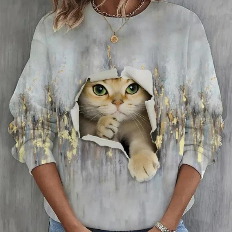 Animal pisică 3d hanorace cu imprimeu 3d hanorace pentru femei la modă crewgate hanorac desene animate kawaii grafice paltoane femei transpirații îmbrăcăminte supradimensionată manga