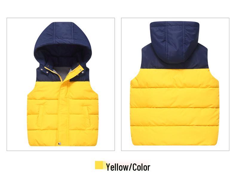Autumn/Winter College Style Children's Fleece-Lined Down Vest: Warm and Thick for Boys and Girls.