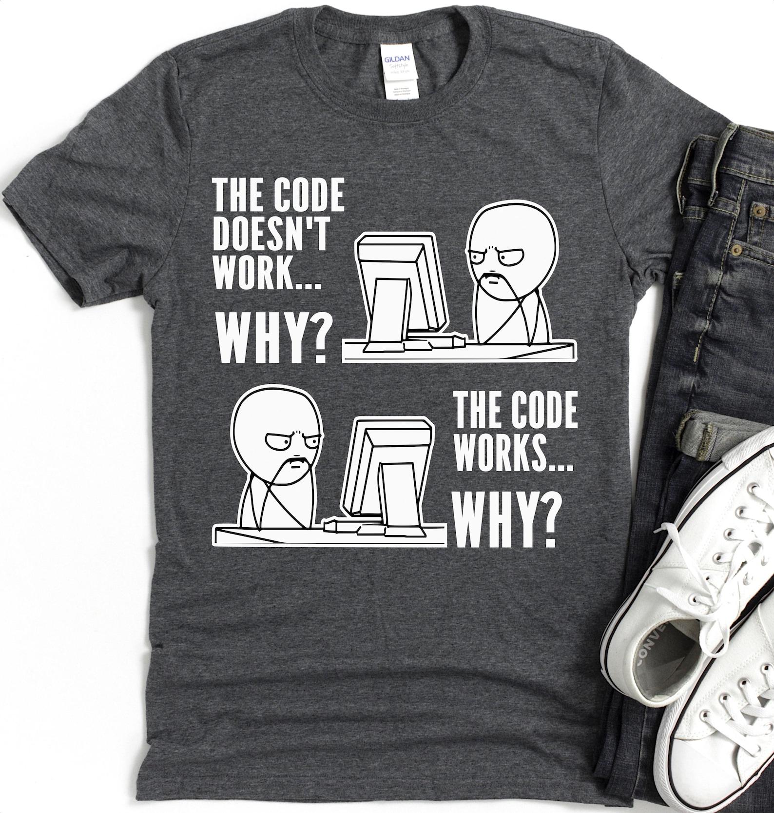 Coding Meme Why? T-Shirt | Programmer Funny Code Debugging Tee 2XL