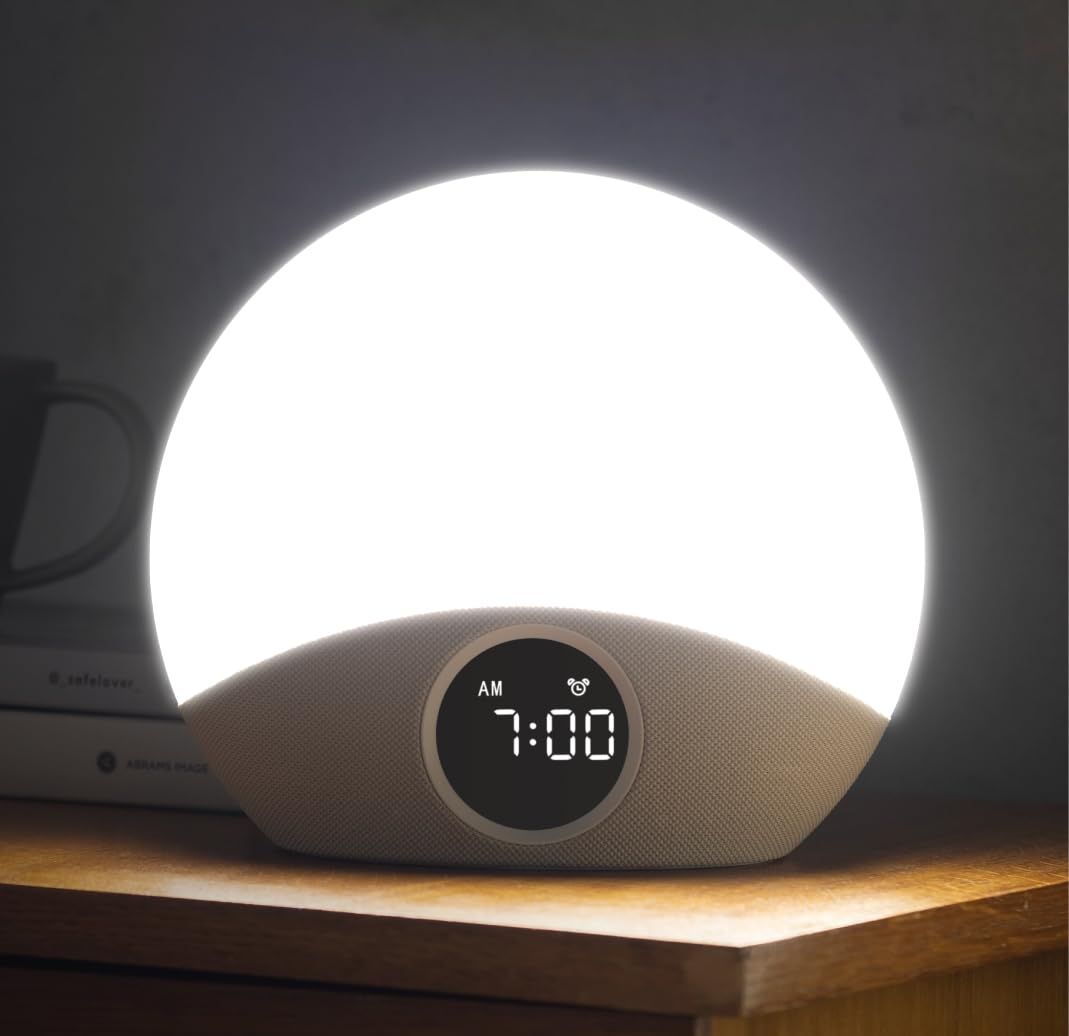ADESSO Shizen Flow Light Alarm Clock Sunrise Light 5500K Natural Light Sunrise Simulation 27 Natural Sounds Low White Relaxing Alarm Clock Light Sleep бежевый