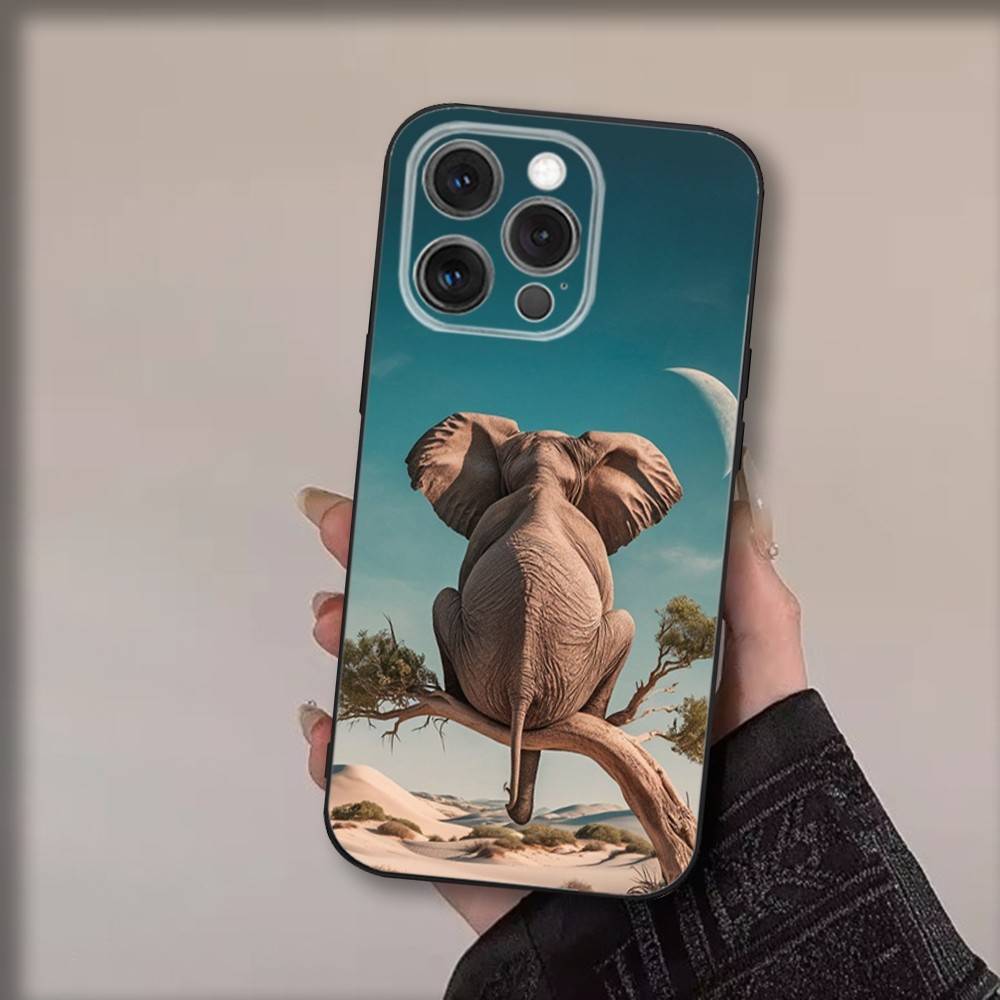 

Cute Elephants Phone Case For iPhone 17,16,15,14,13,12,11,Pro,Max,Plus,Air,X,XS,XR,SE,8,7,Mini,Soft Black Funda iPhone16