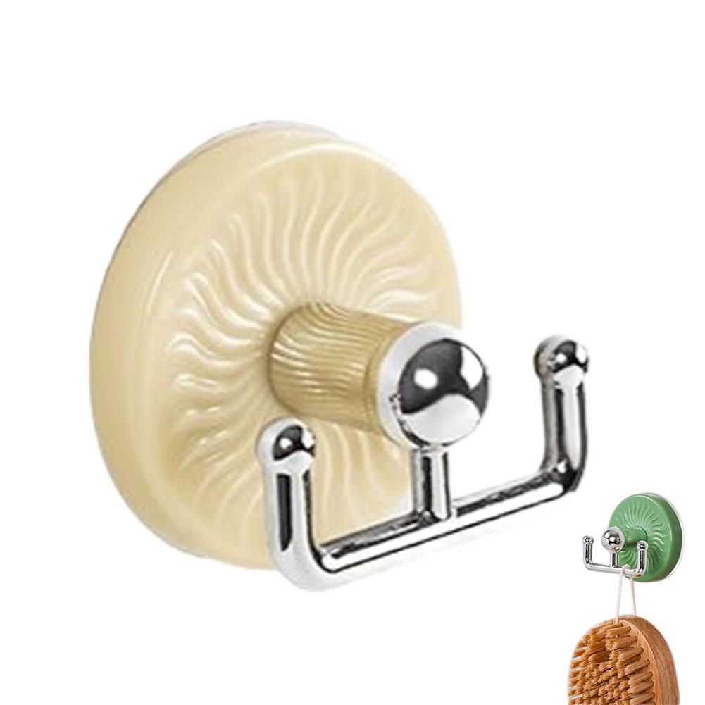 Double-ended Suction Cup Hook Multi Purpose Key Towel Organizer Holder Punch Bathroom Kitchen Space Saving Storage Rack бежевый