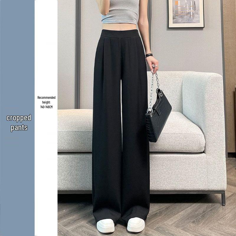 

Ice Silk High-Waist Wide-Leg Pants for Tall Women - Slimming, Plus-Size, Casual Summer Style L (110-121 lbs)