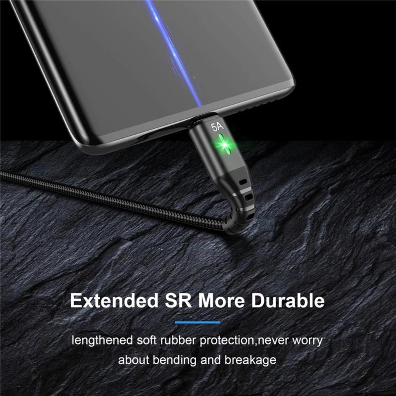 5A Micro USB Cable Fast Charging Phone USB Wire Cord Green LED Lighting USB Charger Data Cable 0.3/1/2/3M