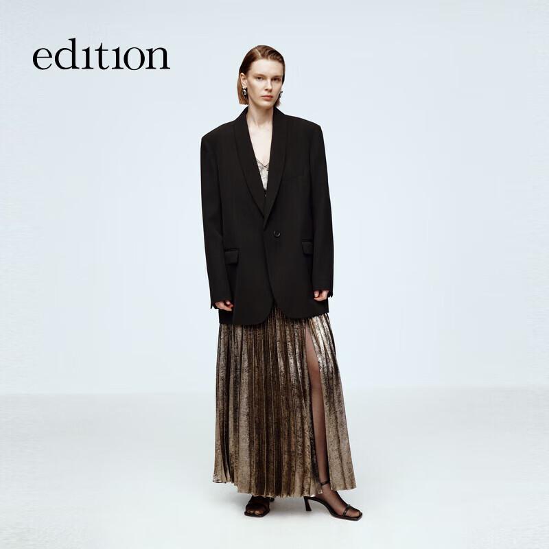 Издание Элитный Гардероб Ретро Плиссированная Длинная Юбка с Высоким Разрезом S 160