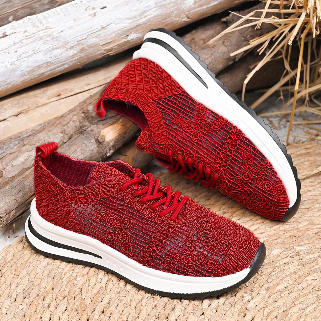 Fashion Sneakers For Women Fashion Breathable 2025 New Comfortable Soft Sneakers Women Mesh Fabric Lace Up Woman Shoes Female Footwear