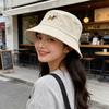 Cute Cartoon Dog Embroidery Fisherman Hat for Women Solid Color Cotton Sunshade Bucket Hat Ladies Girl Outdoor Travel Tour Caps
