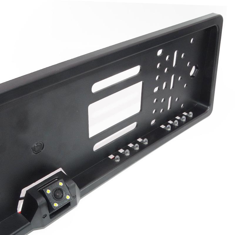 European License Plate Frame with 16 LED Lights and HD Rearview Camera