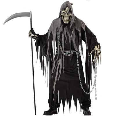 Halloween szkielet duch przebranie na karnawał dla dorosłych mężczyzn Terror Grim Reaper kostium Cosplay szata wampira do odgrywania ról przebranie