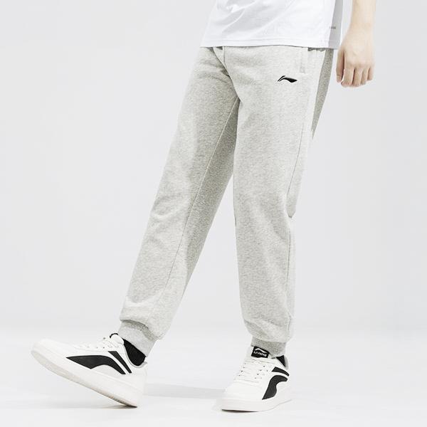 Li Ning Logo Embroidered Training Running Tapered Knit Sports Pants Men bottoms Flower-Gray Coin-Gray AKLT995-2