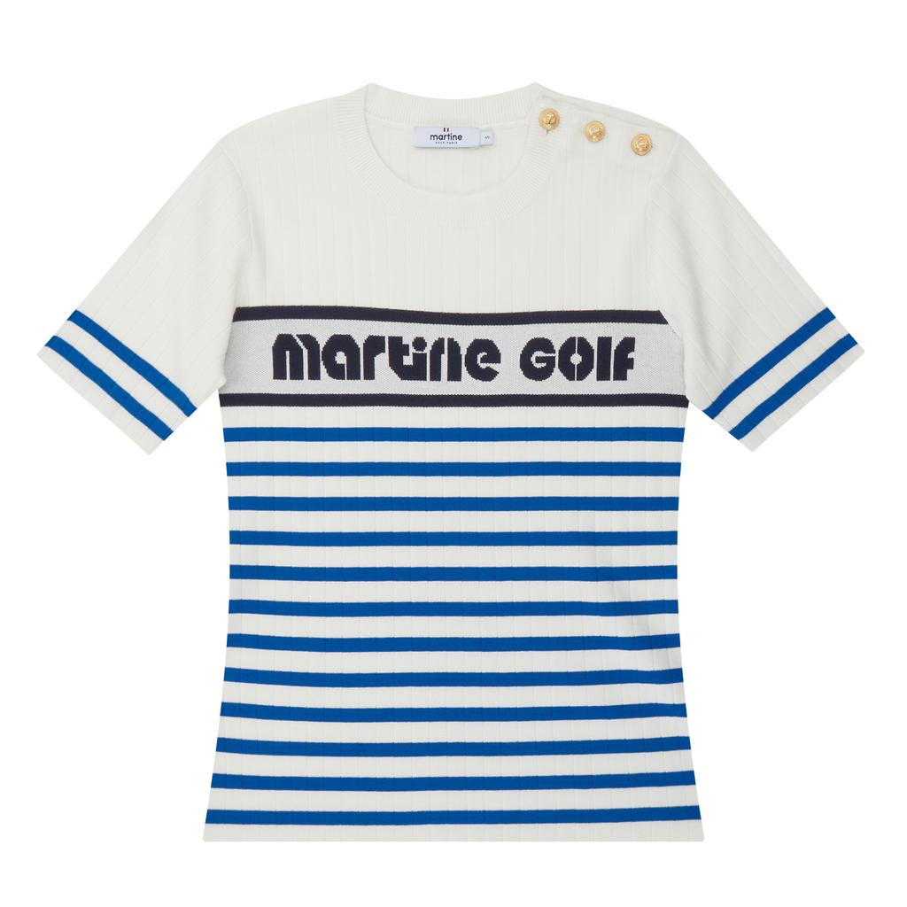 MARTINE GOLF Stripe Round Sweater_D/Blue