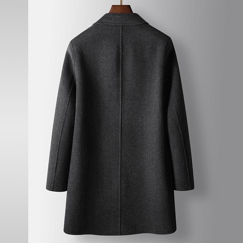 Autumn and Winter Medium and Long Suit Collar Handmade Wool Trench Coat Youth Business Double-sided Woolen Jacket