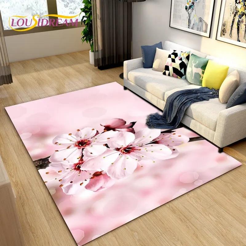 3D Daisy Flower Pattern Area Rug,Carpet Rug for Living Room Bedroom Sofa Doormat Kitchen Decoration,Kids Play Non-slip Floor Mat