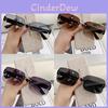 Modern Square Sun Glasses For Women Uv385 Antiuv Noframe With Black Metal Accents