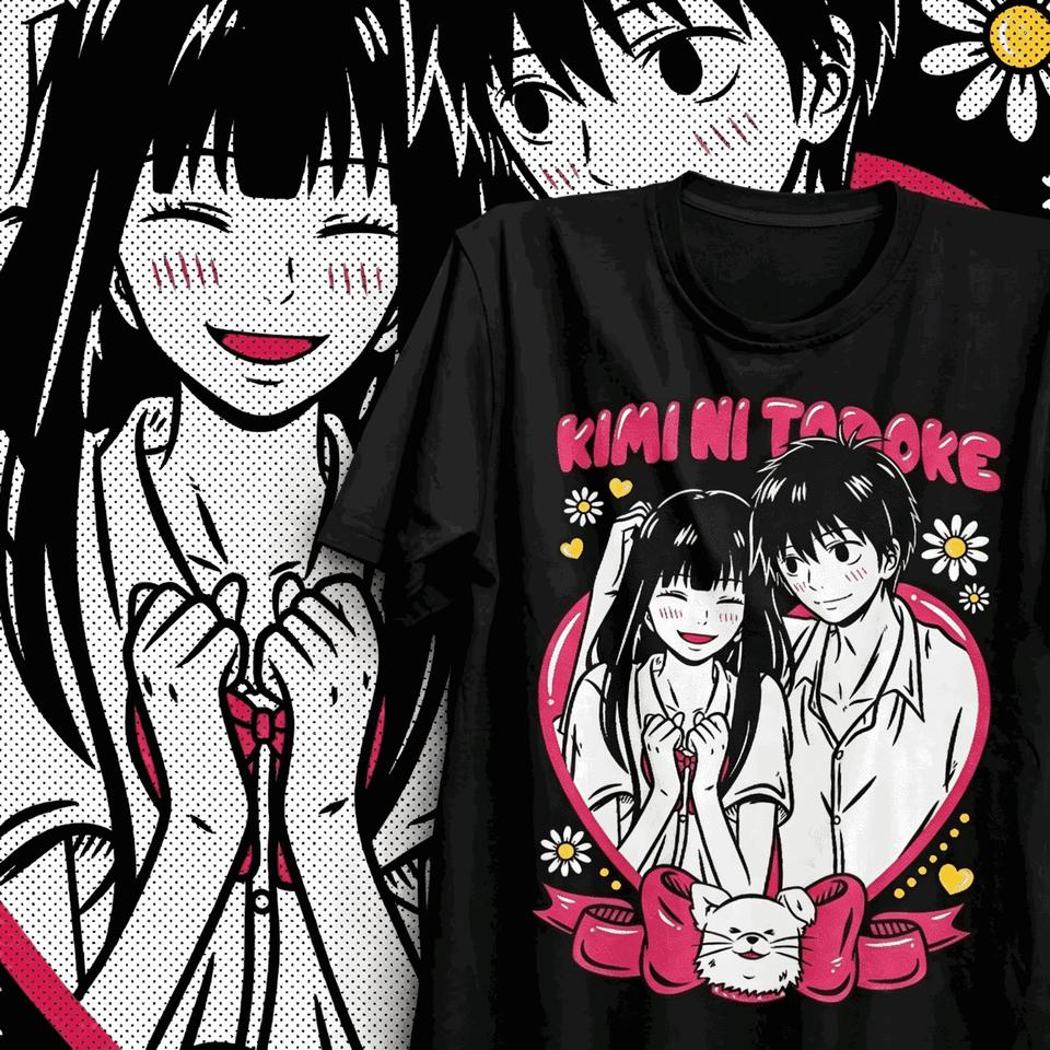 Kimi Ni Todoke Anime Graphic Tee Unisex Oversized Short Sleeve Classic Shoujo Manga Couple Print Casual Summer Crew Neck T‑Shirt
