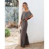 Off Shoulder Jumpsuit Spring and Summer Women's Clothing Off Shoulder Fashion Shoulder-Baring Jumpsuit Casual Loose Pants