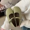 Fashion SUOJIALUN Autumn Women Flat Shoes Fashion Round Toe Shallow Slip On Ladies Casual Mary Jane Shoe Soft Flat Heel Dress Single Sho