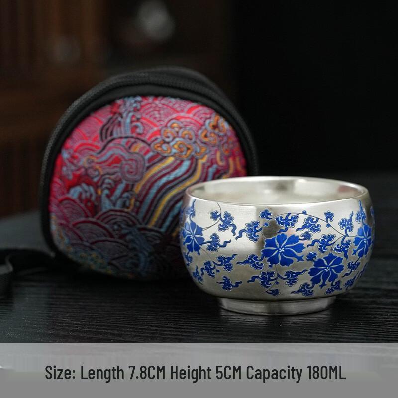 Mantinghua Gilded Silver Blue & White Porcelain Tea Ware