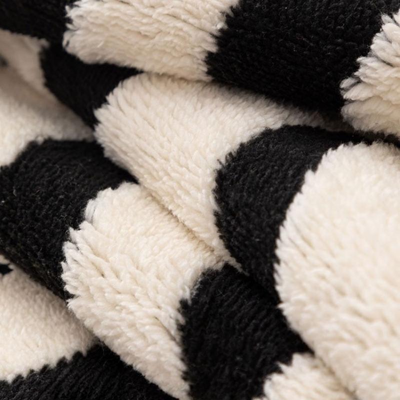 1pc Zebra Stripes Jacquard Fleece Sofa Cover, Black & White Retro Modern Couch with Anti-Slip Sofa Towel Fit for 1/2/3/4 Seater