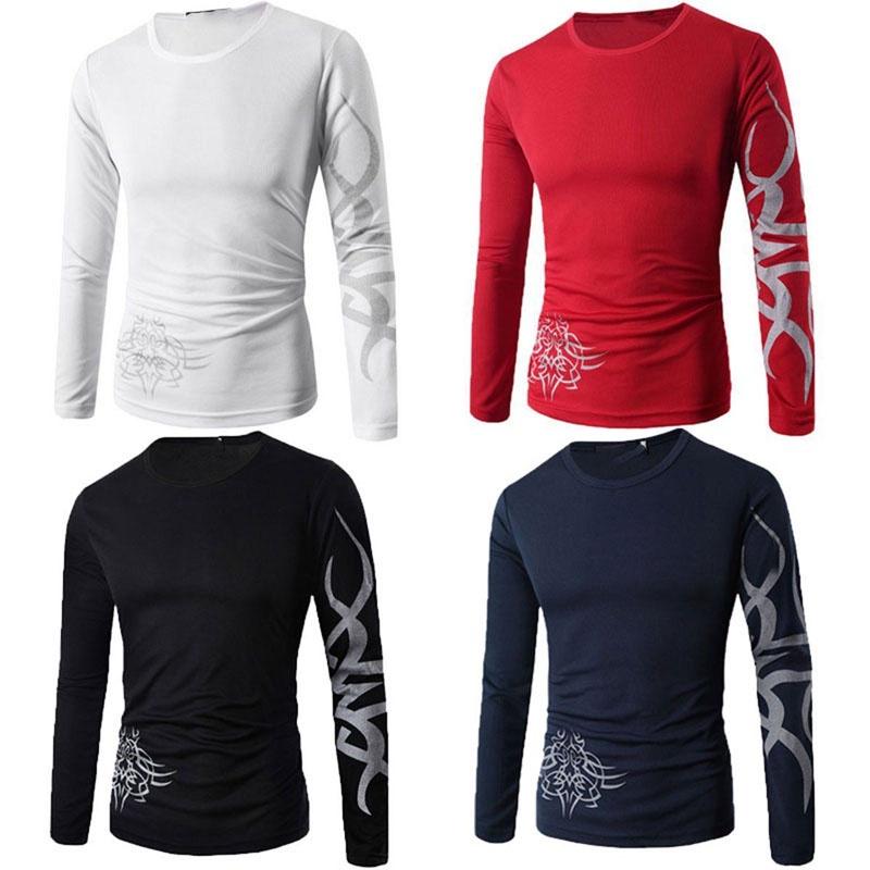 Premium Quality Fashion Men's Slim Fit O-neck Long Sleeve Muscle Tee T-shirt For Casual Wear