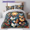 Vintage Chicken Art Pattern Bedding Quilt Set Quilt Cover Pillowcase Home Decoration Gift (1 * duvet cover + 2 * pillowcase, without core)