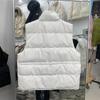 Winter Autumn Women's Stand Collar Solid Color Sleeveless Warm Vest Jacket Ladies Loose Chic White Duck Down Coat