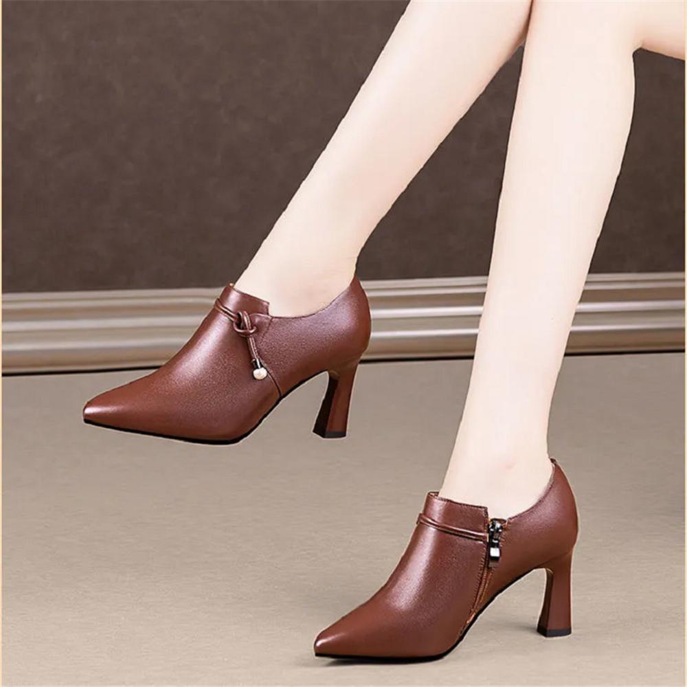  Women Cool Comfort Spring & Autumn Square Heel Shoes Lady Fashion Black Pu Leather Ankle Boots Botas Femininas A1394