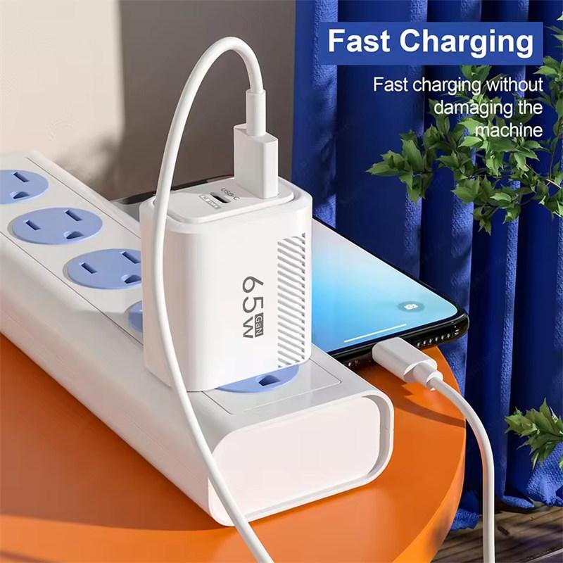 USB C GaN Charger 65W QC3.0 Fast Charging Phone Charger Adapter For iPhone Samsung Xiaomi Quick Charging EU/US Plug Wall Charger