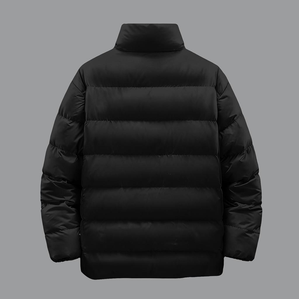 Men's Casual Solid-color Stand-up Collar Cotton-padded Jacket, Men's Thick And Warm Long-sleeved Coat With Added Cotton