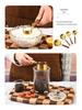 8-Piece Rose Gold Stainless Steel Measuring Spoon & Cup Set with Acacia Wood Handles