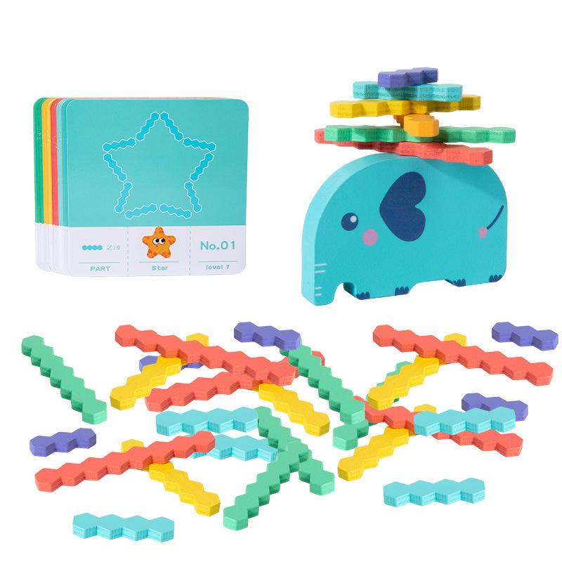Children's Early Education Elephant Balance Stacking Music Game Children's Honeycomb Building Block Concentration Training