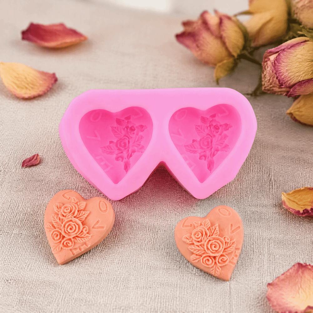 Silicone Rose Heart Silicone Mold Non Stick Soap Mold New Flower Embossing Mold  Resin Craft