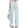 Women's High Waist Wide Leg Gray Sweatpants - Spring/Autumn