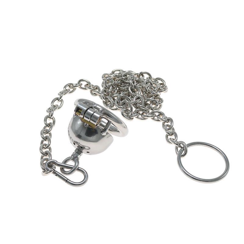 [Walking Device] Stainless Steel Chastity Lock Pot Cover CB Cage with Chain Couple Game Tools Adult Supplies
