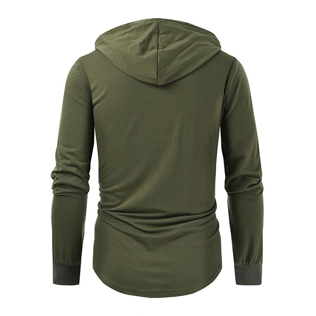 Pánská jarní a podzimní jednobarevná mikina s kapucí na zip, sportovní streetwear