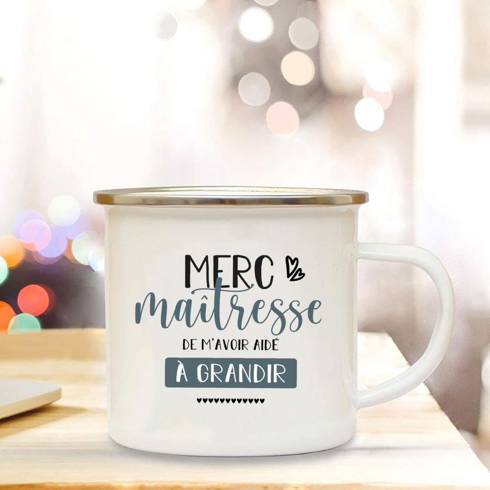 Thank You Mistress Enamelled Mug Gift Idea for Coffee Lover Original Teacher Gift Flowers Pattern The Perfect Teacher's Day Gift