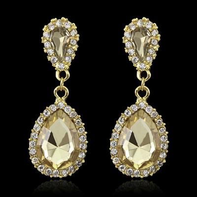 Women Deluxe Waterdrop Crystal Rhinestone Dangle Earrings Wedding Bridal Jewelry