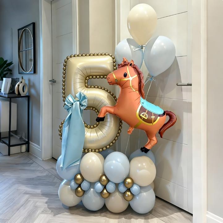 Cartoon Horse Shaped Birthday Balloon Set 0-9 Digital Aluminum Film Balloon for Birthday Party Anniversary Decoration Balloon