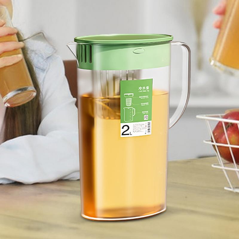 Plastic Fridge Jug 2L With Filter Lid Transparent Sealing Kettle With Handle Transparent Water Infuser Pitcher