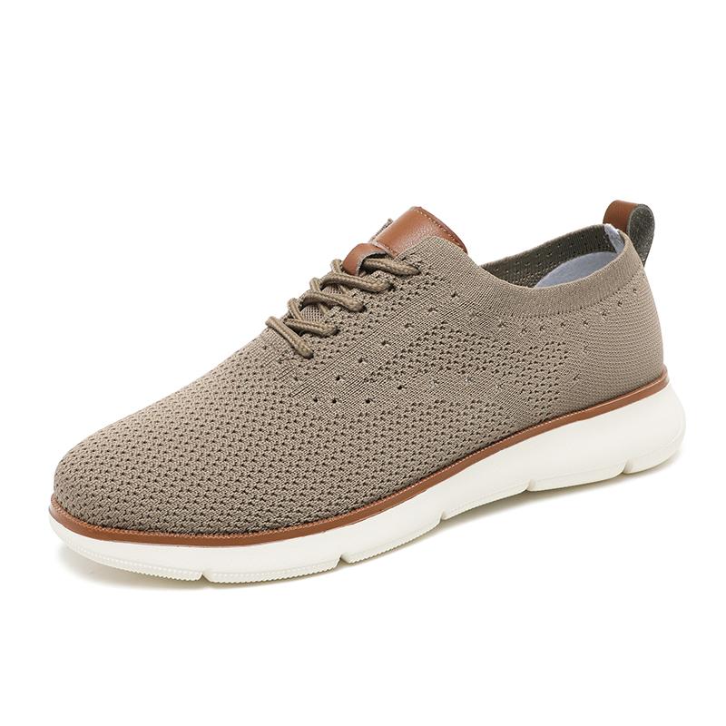Fashion Retro Style Men's Casual Shoes Lightweight Knitted Walking Shoes Breathable Mesh Outdoor Traveling Flat Shoes